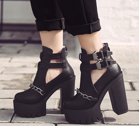 Felicia - Gothic Chain Ankle Boots - ladieskits - 0