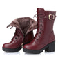Leather Martin boots women cotton boots - ladieskits - 0