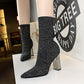 Short tube women's boots metal heel thick heels high heels - ladieskits - 0