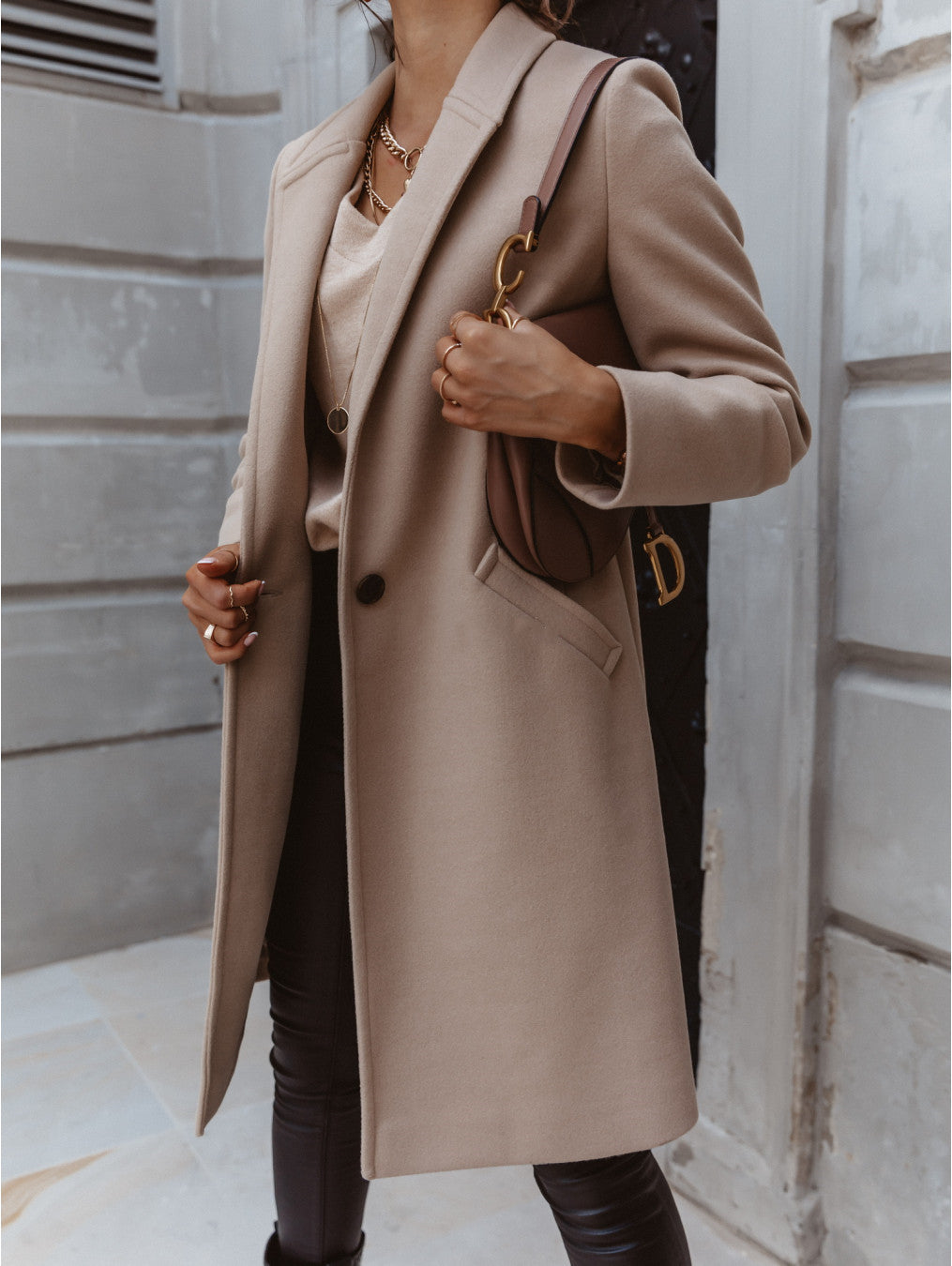 Lapel Mid-Length Button Woolen Coat Women - ladieskits - jacket