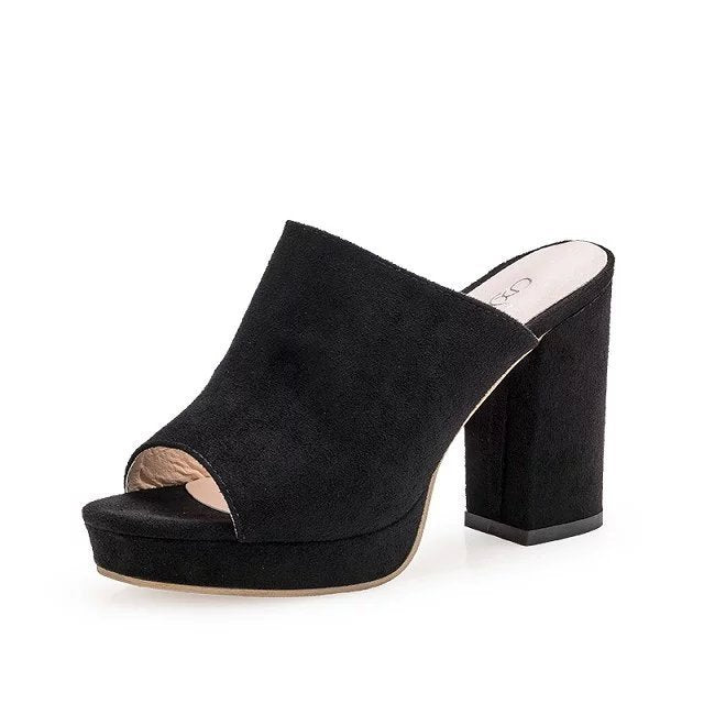 Coarser heel high-heeled shoes - ladieskits - 0