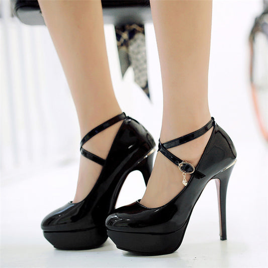 Round toe platform super high heels - ladieskits - 0