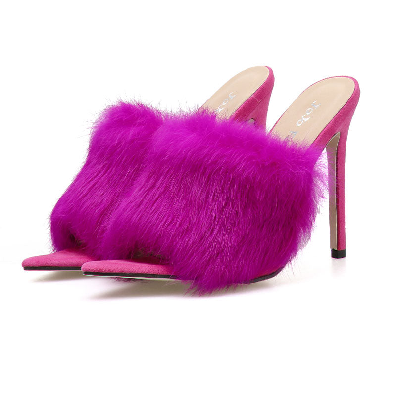 Female fur high heels - ladieskits - 0