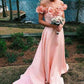 Schulterfreies Ballkleid mit 3D-Blumen in Erröten-Rosa, Abendkleid für die 8. Klasse, GDC1273
