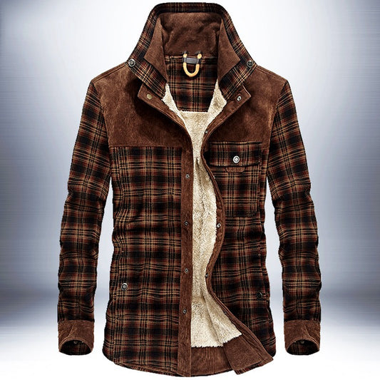 Winter Jacket Men Thicken Warm Fleece Jackets Coats Pure Cotton Plaid Jacket Military Clothes - ladieskits - jacket