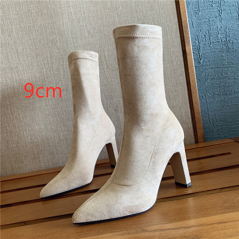 Square heel mid-tube high heels - ladieskits - 0