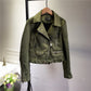 Suede leather women motorcycle leather plush fleece jacket - ladieskits - 0