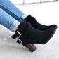 Winter Autumn Leather Casual Women High Heels Pumps Warm Ankle Boots - ladieskits - 0