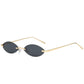 Elliptical sunglasses ladies metal frame sunglasses frameless colorful sunglasses - ladieskits - 0
