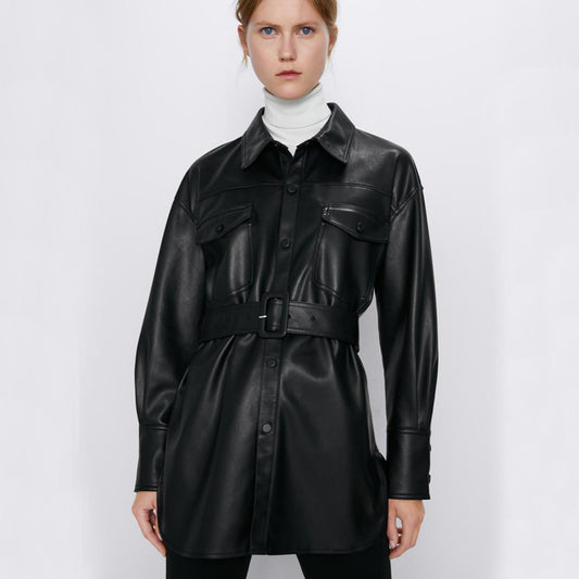 Women's faux leather jacket coat female - ladieskits - 0