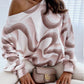 Autumn And Winter Long Sleeve Loose Shoulder Sleeve Leopard Print Blouse For Women - ladieskits - sweatshirt vs sweater