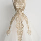 50s Vintage Tea Length Prom Dress  with Gold Lace Appliques,GDC1209