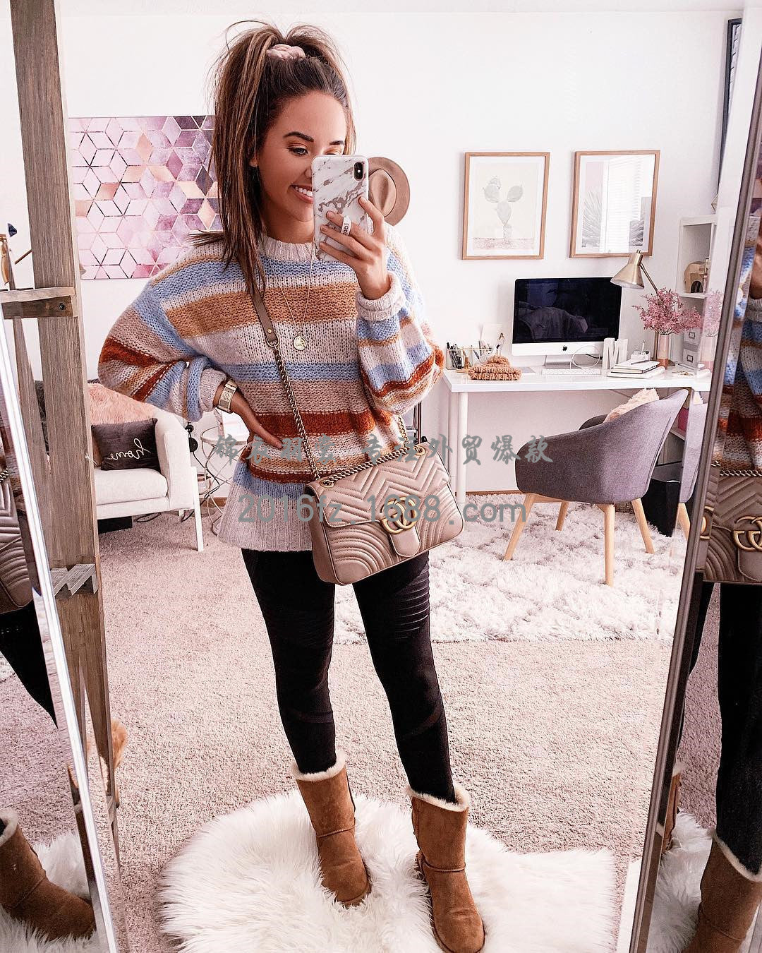 Multicolor striped autumn and winter sweater - ladieskits - 0