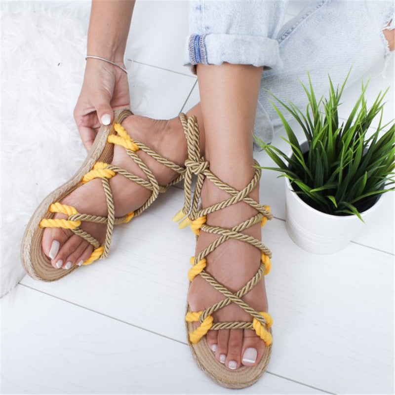 Summer Color Slippers Toe Beach Slippers Large Size Women's Strap Sandals Women - ladieskits - 0