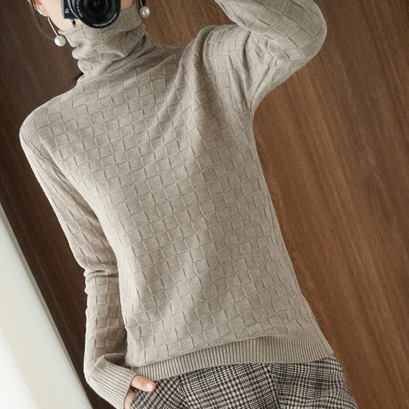 Jacquard Sweater Fashion Solid Color Blouse For Women - ladieskits - sweatshirt vs sweater