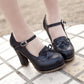 Bowknot high heels thick heel - ladieskits - 0