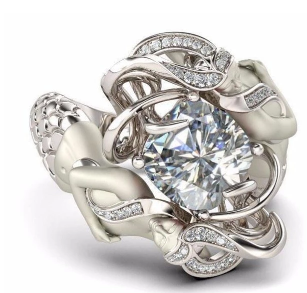 Cushion-Cut Red Natural Ruby Gemstone Ring Luxury 925 Sterling Silver Mermaid Rings for Women Wedding Jewelry - ladieskits - 0