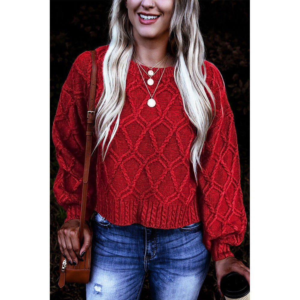 Women's Knitted Sweater Loose Long Sleeves - ladieskits - sweatshirt vs sweater