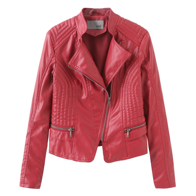 Slim lady's coat leather jacket - ladieskits - 0