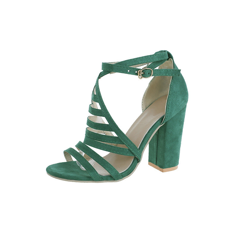 Pointed square heel buckle high heels - ladieskits - 0