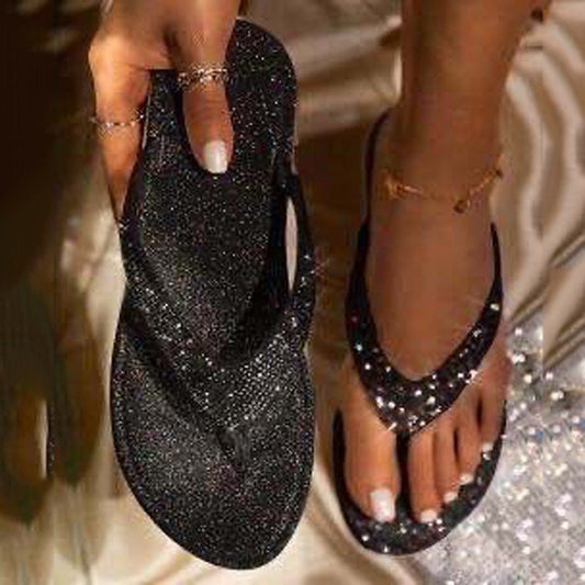 Mode Simple Dames Tongs Sandales Strass