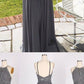 Dark Gray Prom Dress,Unique Prom Dress,Beaded Top Prom Gown,2021 Formal Dress,MA149