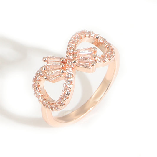 Fashion Infinite Love Rings For Women Heart Knot Symmetry Rose Gold Color Rings Accessories Finger Chain Rings Jewelry Gifts - ladieskits - 4