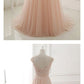 2019 Romantic Floral A-line Tulle Unique Pale Pink Wedding Dress,#711063