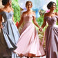 Ankle Length Pastel Bridesmaid Dresses,Off the Shoulder Bridesmaid Dresses with Delicate Lace Appliques,,#711088