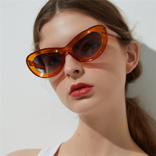 Candy color cat eye burst sunglasses women big box sunglasses men retro glasses - ladieskits