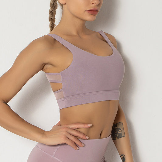 Amazon Sports Bra Gathered Running Fitness Back Underwear Vest Yoga Large Bra Women - ladieskits - 0