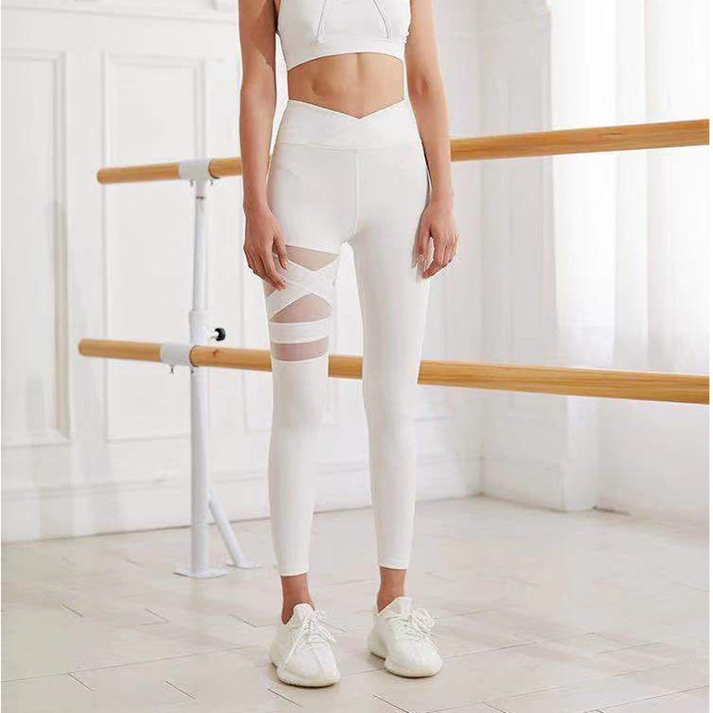 Gym Leggings Cross High Waist Yoga Pants - ladieskits