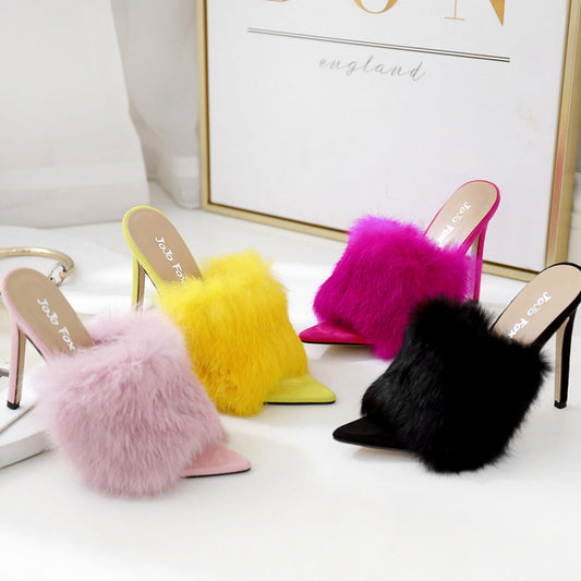 Female fur high heels - ladieskits - 0