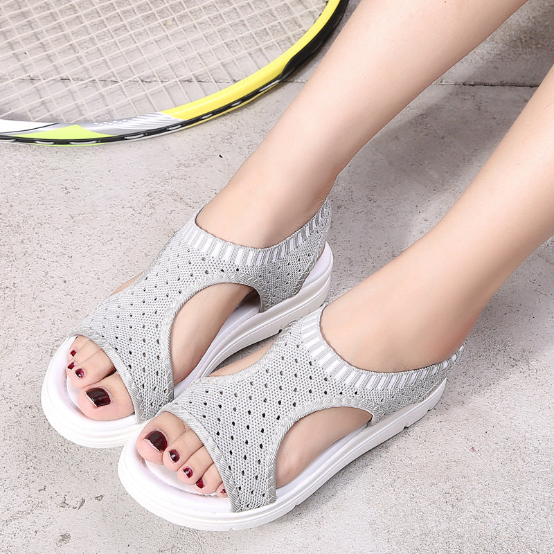 Women's thick-bottomed fishnet mesh sandals - ladieskits - 0