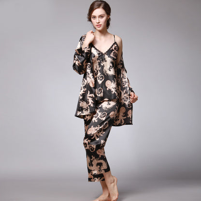 Three-piece silk pajamas for women - ladieskits - women pajamas