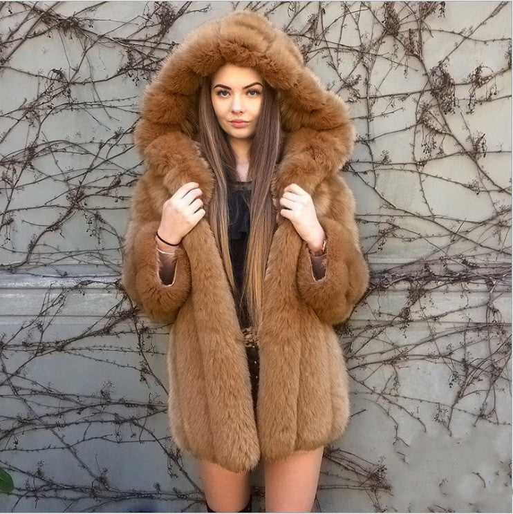 Faux fur hooded coat for women - ladieskits - jacket