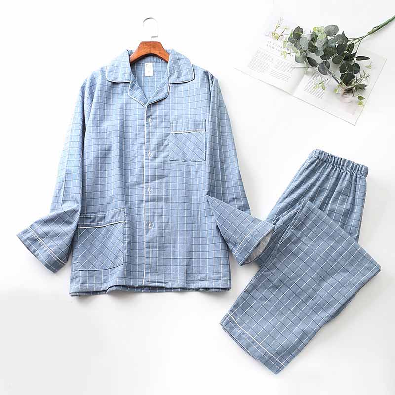 Brushed Cloth Long-sleeved Lapel Pajama Set - ladieskits - women pajamas