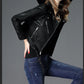 Women's Short Slim PU Leather Jacket - ladieskits - 0