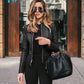 Autumn And Winter Women Fashion Leather Pu Suit Jacket - ladieskits - 4