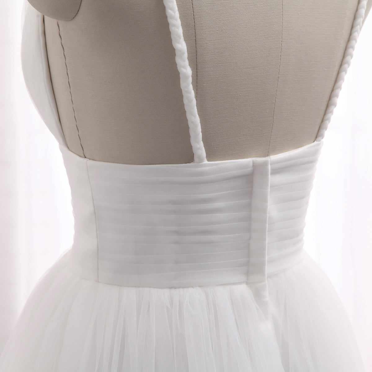 A-Linien-Hochzeitskleid aus fließendem, romantischem Tüll im Boho-Stil mit mehrlagigem Tüllrock #21011216