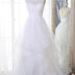 A-Linien-Hochzeitskleid aus Organza mit Rundhalsausschnitt in Weiß, Robe De Mariée, GDC1270