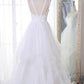 A-line Jewel Neck Organza Princess White Wedding Dress, Robe De Mariée,GDC1270