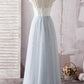 A line Tulle White Lace Top Long Sweetheart Neck Prom Dress,GDC1151