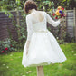Preisgünstiges Brautkleid im Country-Stil mit Spitze, Rundhalsausschnitt, wadenlang und 3/4-Ärmeln, 20110637 