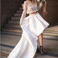 Preisgünstiges zweiteiliges Hochzeitskleid mit langen Ärmeln, Spitzenoberteil und Hi-Lo-Rock, 20082207 