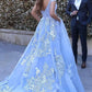 Attractive Ice Blue Ball Gown Lace Wedding Dress,GDC1146