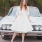 Audrey Hepburn inspired Tea Length Wedding Dress with 3/4 Sleeves,Rockabilly Hochzeitskleider,20081629