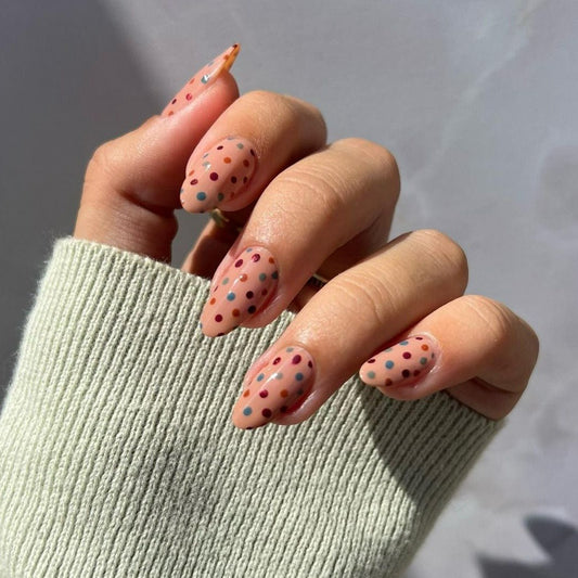 Autumn Polka Dots Short Oval Press On Nails