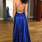 Backless Spaghetti Straps Flowy Prom Dress with Slits,Simple Prom Formal Dress,20081609