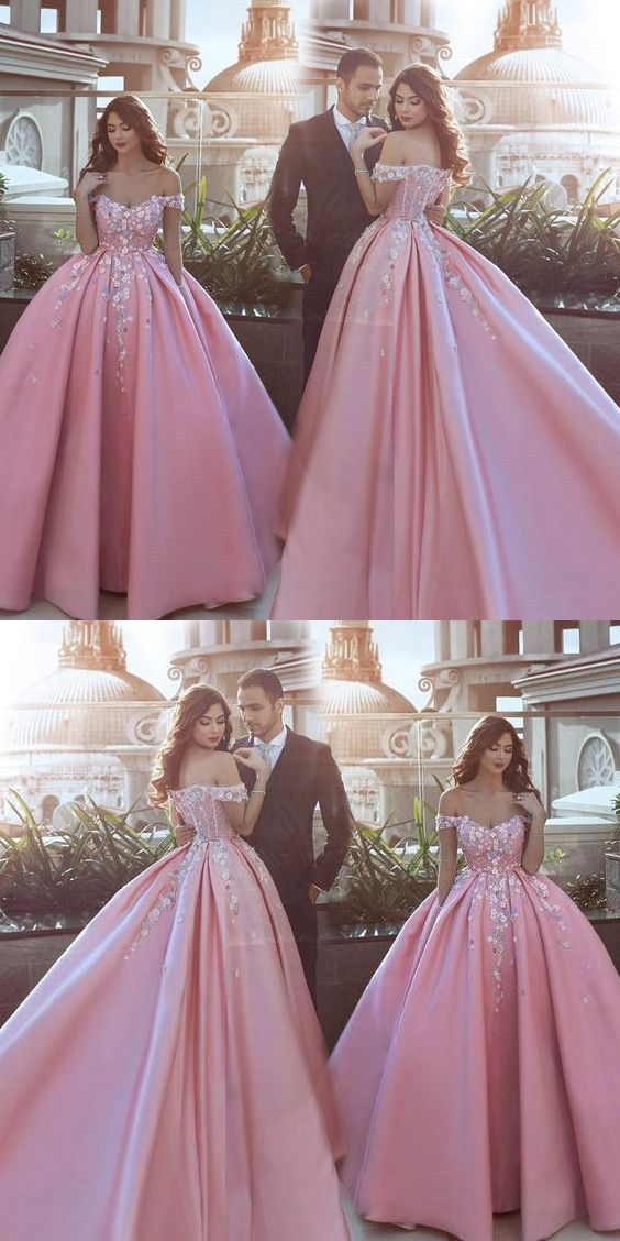 Ball Gown Pink Off Shoulders Wedding Dress,Ball Gown Prom Dress,GDC1162